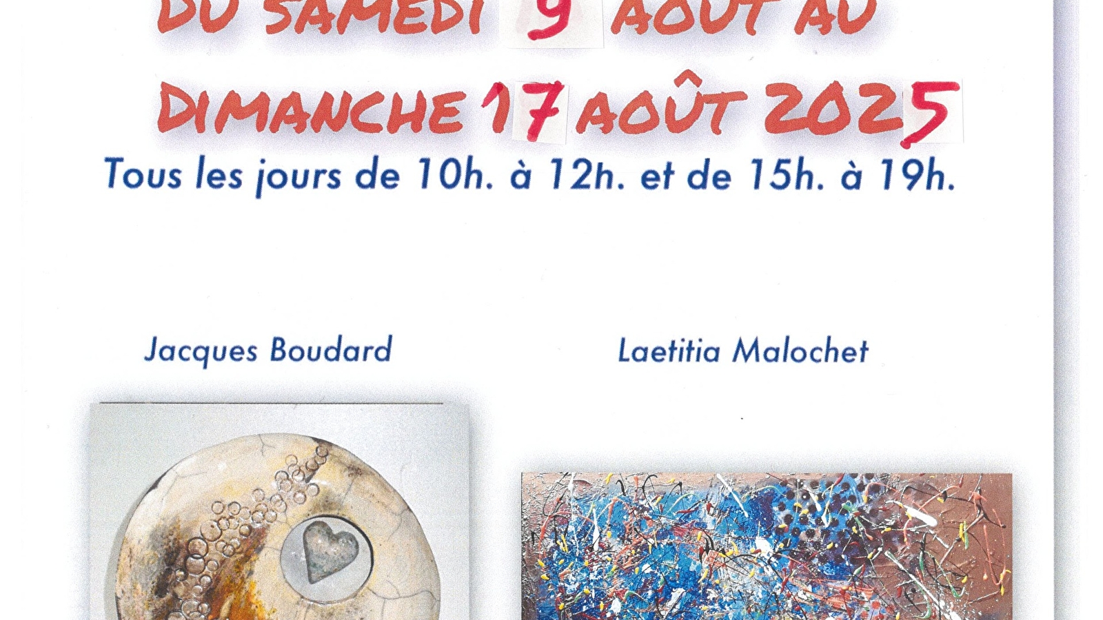 EXPOSITION JACQUES BOUDARD ET LAETITIA MALOCHET